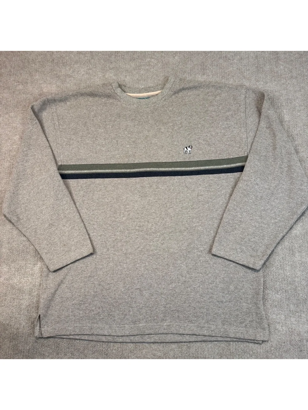 Vintage BIG DOGS Striped Shirt Ribbed Sweatshirt Mens XL Boxy Grunge Knit 90s